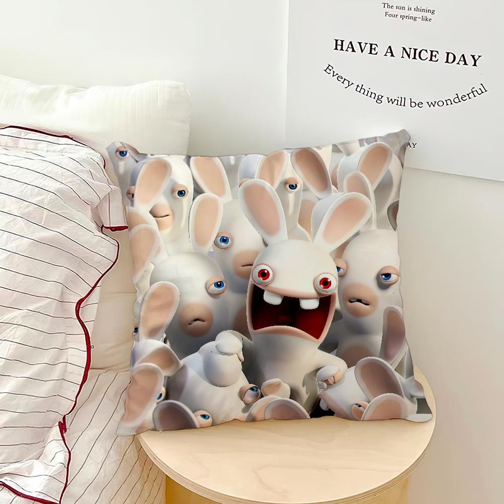 

Funny cartoon movie R-Raving Rabbids art Comfortable soft Pillow Case for Sofa Living Room Home office Decor Protective Covers 30x30CM(12x12in)