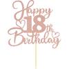 Sotpot 1 Pack 18th Birthday Cake Topper Double-sided Rose Gold Glitter Cake Pick Cake Decoration for Happy 18th Birthday Anniversary Party