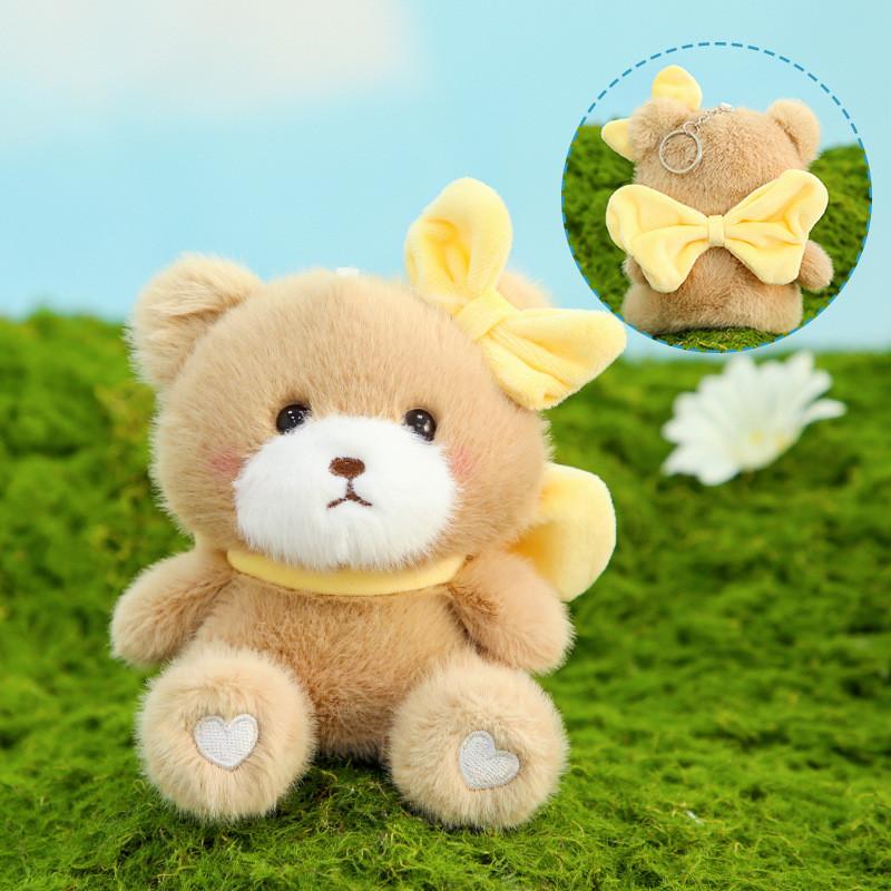 Adorable Bow Cute Knot Teddy Bear Plush Keychain Soft Short Plush Pendant