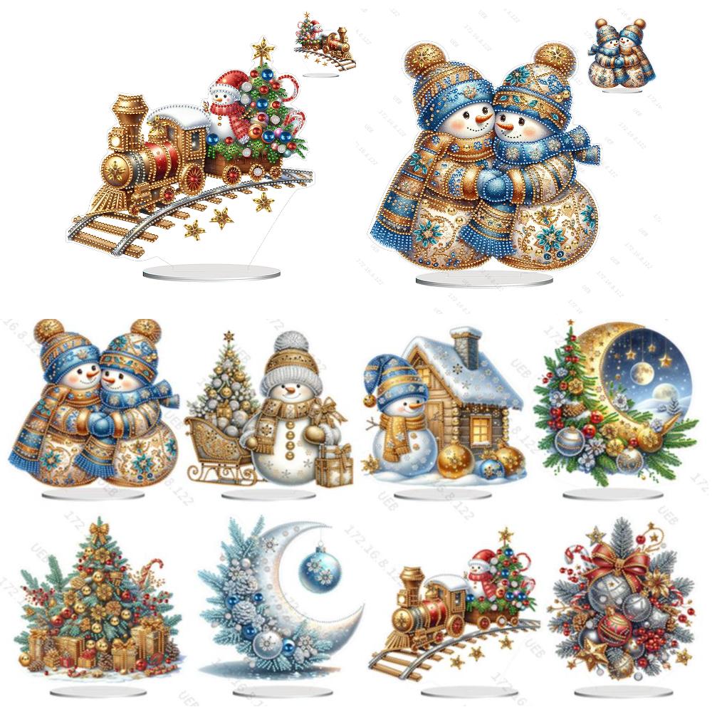 5D DIY Diamond Painting Ornament Christmas Snowman Xmas Tree Diamond Embroidery Christmas Decoration Mosaic Diamond Art Kit
