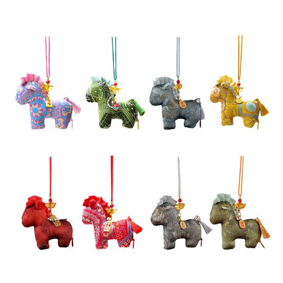 Stjärntecknet Häst Påse Traditionell Handbroderad Kinesiskt Hantverk Doftande Bilpåse Dekoration med Tofsar Och Rosetter Myggavvisande Uppfriskande