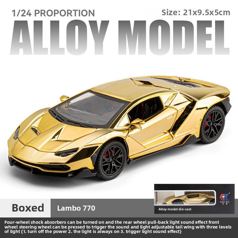 Electroplated 1/24 Lamborghini 770 Supercar Alloy Model Ornaments Toys Diecast Miniature Voiture Children Boy Gift Birthday
