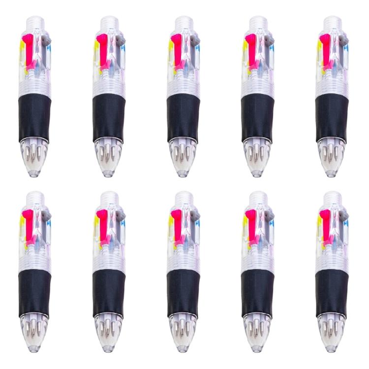 10pcs 1.0mm Retractable Ballpoint Pen 4 in 1 Multicolor Pen Small Ballpoint Pen Back to School Pen чёрный