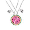 2pcs Cute Fruit Food Magnet Necklaces for Women Girls Kawaii Best Friends Sisters Pendant Chain BFF Friendship Jewelry Gifts