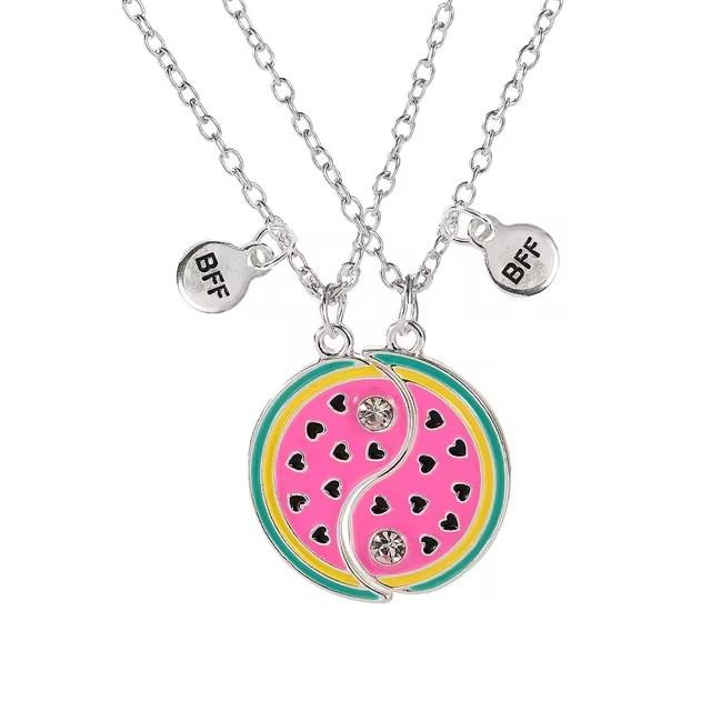 2pcs Cute Fruit Food Magnet Necklaces for Women Girls Kawaii Best Friends Sisters Pendant Chain BFF Friendship Jewelry Gifts
