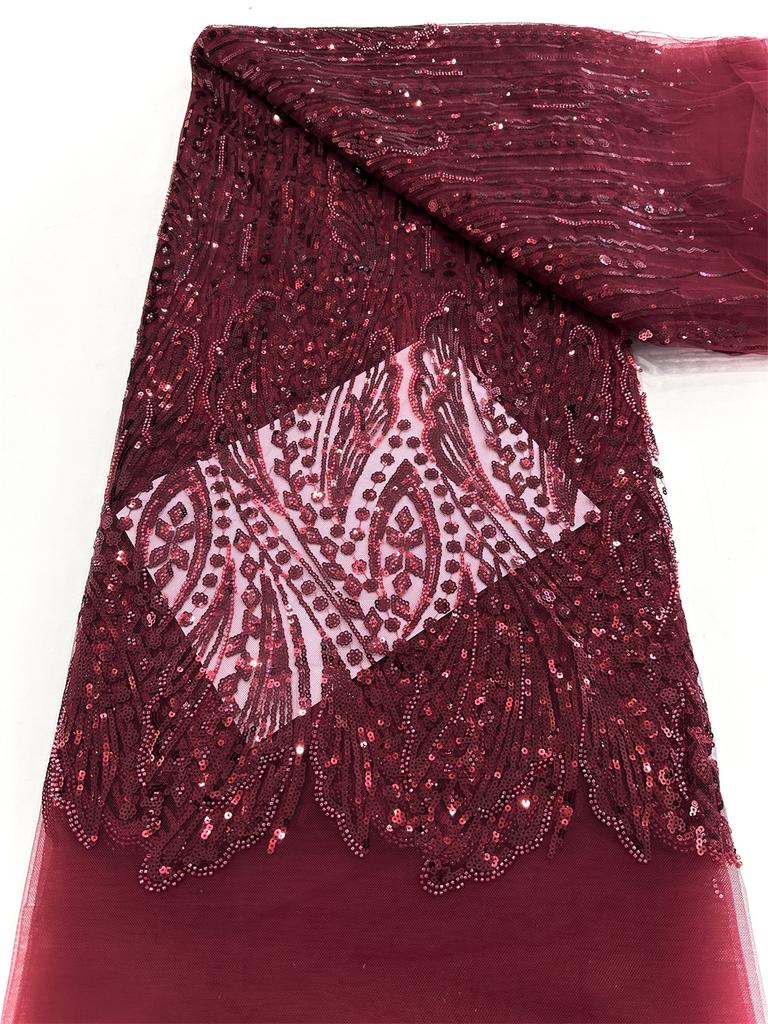 Elegant French Embroidery Green Beaded Net Lace Fabric 2025 African Nigerian Tulle Mesh with Sequins Fabric for Wedding Dress