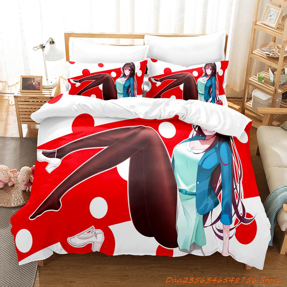 Comforter Personelity New Bikini Utaha Kasumigaoka Bedding Set Cartoon Anime Three-Piece Set Adult Kid Bedroom Duvet Sets 3D Kawaii