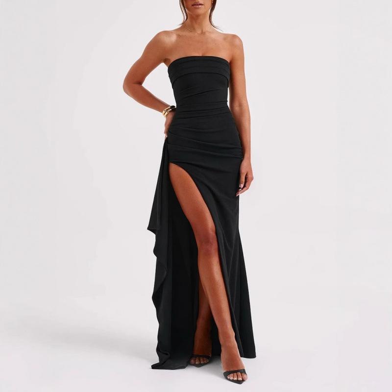 Hot-selling new tube top dress, sexy side split irregular hip wrap skirt in European and American summer