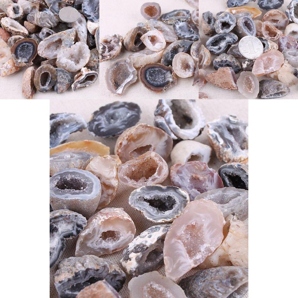 Striking 10pcs Geodes Oco Agate Natural Crystals With Unique Lines For Decorative Ornaments