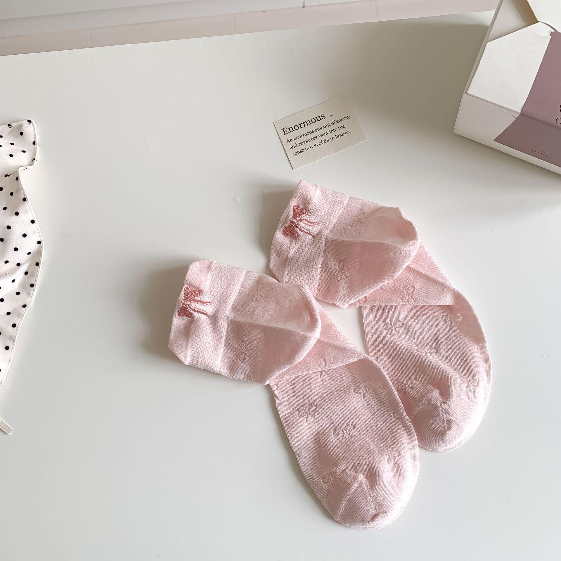 

Жіночі літні тонкі короткі шкарпетки милі шкарпетки з бантиками сітчасті дихаючі жіночі шкарпетки 1 pair рожевий