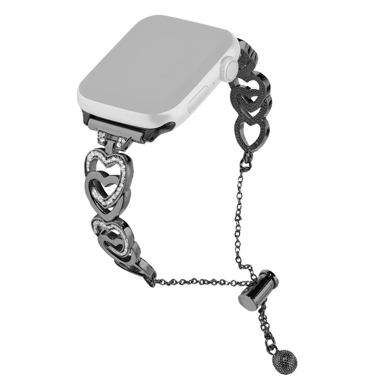 

Для Apple Watch серії 10 42 мм/9 8 7 41 мм/SE (2023) SE (2022) SE 6 5 4 40мм/3 2 1 38мм Ремінець для годинника Браслет-серце з цинкового сплаву Black