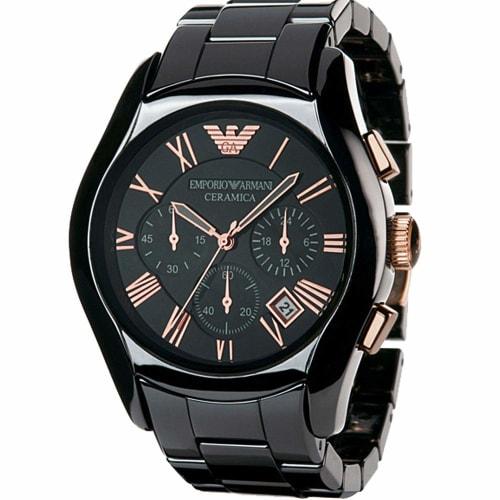Emporio Armani Men's CERAMICA Chronograph Watch, Black, with Ceramic Bracelet, AR1410