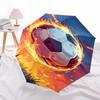 Soccer Ball, Flame Effect- Automatic Umbrella, Four Seasons Portable Folding Umbrella, Suitable for Men and Women, Travel, Daily Compact Umb