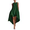 Elegant European & American Style Sleeveless Dress with Round Neck and Irregular Hem.