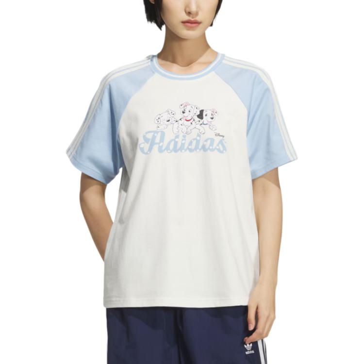 Adidas Originals X Disney Dalmatian Raglan T-Shirt Fashion Comfortable Sport Soft Short Sleeve Women Tops KG6698