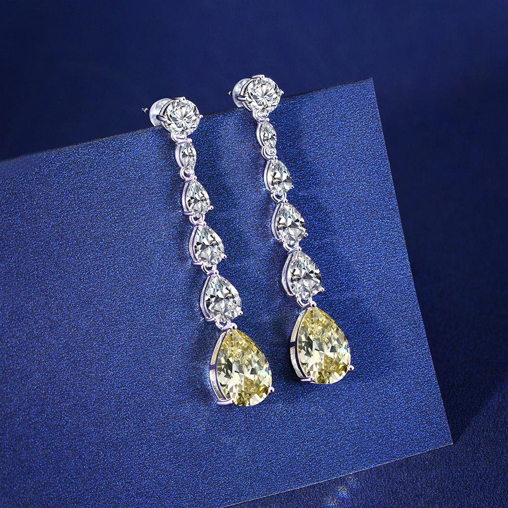 Gica Gema Luxury 100% 925 Sterling Silver 9*13 MM AAAAA Zircons Gemstone Party Long Drop Dangle Earrings For Women Fine Jewelry