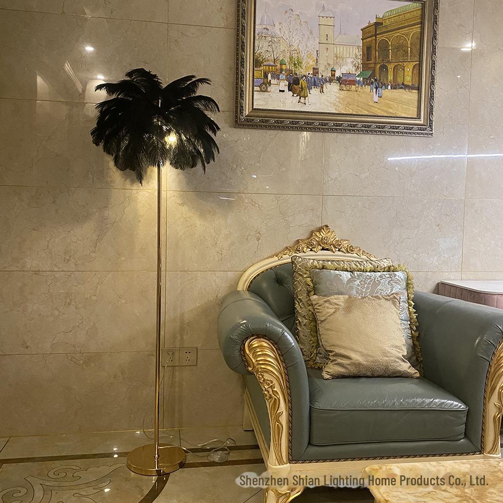 Nordic Romantic Ostrich Feather Floor Lamp - Soft Light Decorative Bedside Lamp