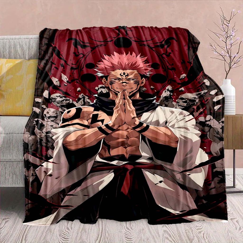 Jujutsu Kaisen Anime Flanelldecke - Weich Warm Perfekt für Sofa, Bettwäsche Camping Reise Büro Heimdekoration -QJY