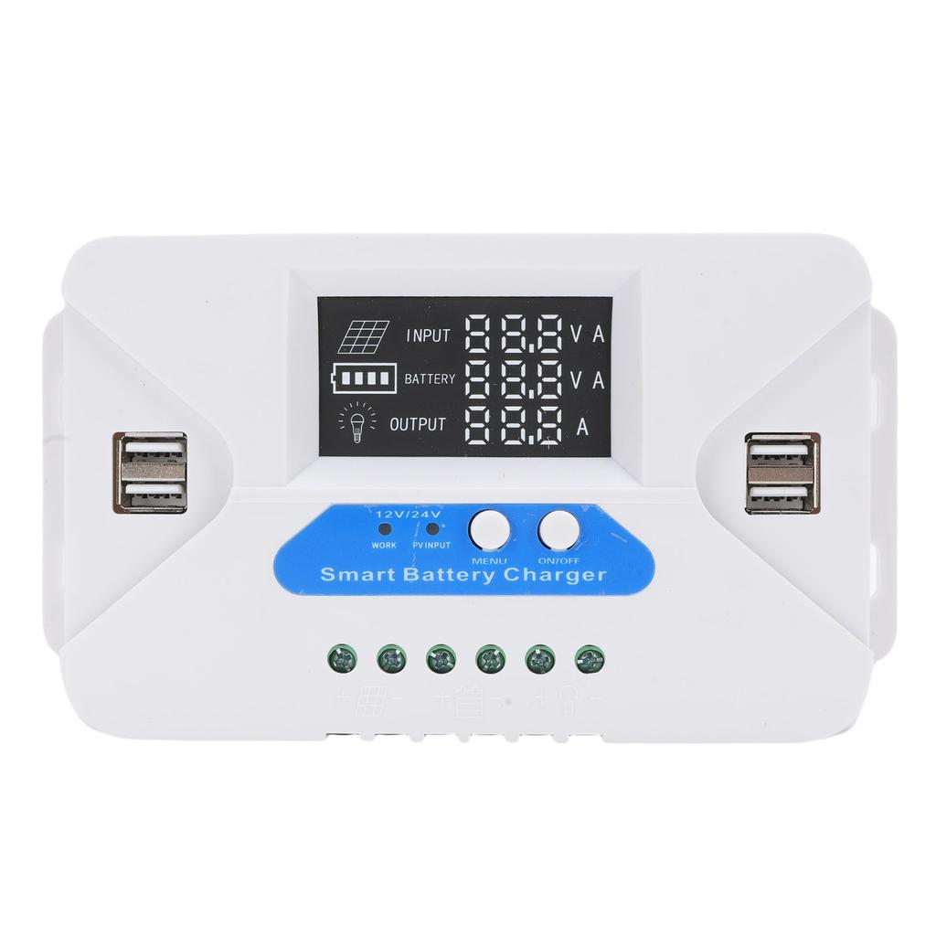 20A Adaptive Solar Charge Controller Solar Panel Regulator with 4 USB Ports for Lithium Ion Battery