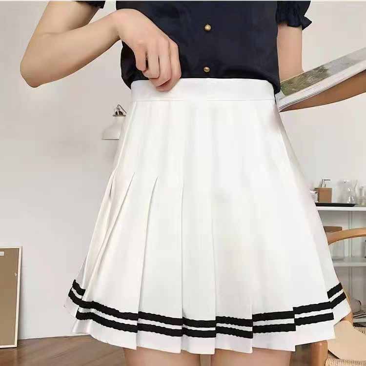 High-waisted A-word Women Pleated Skirt Elastic Waist Thin Slim Shorts Inside Anti-glare Spring Summer