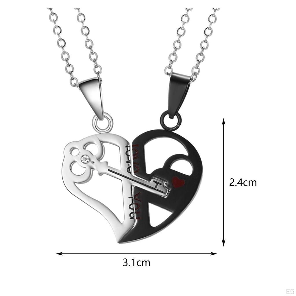 Couple Necklace, Puzzle Trendy, Simple Design, Double Pendant Necklace for Anniversaries,
