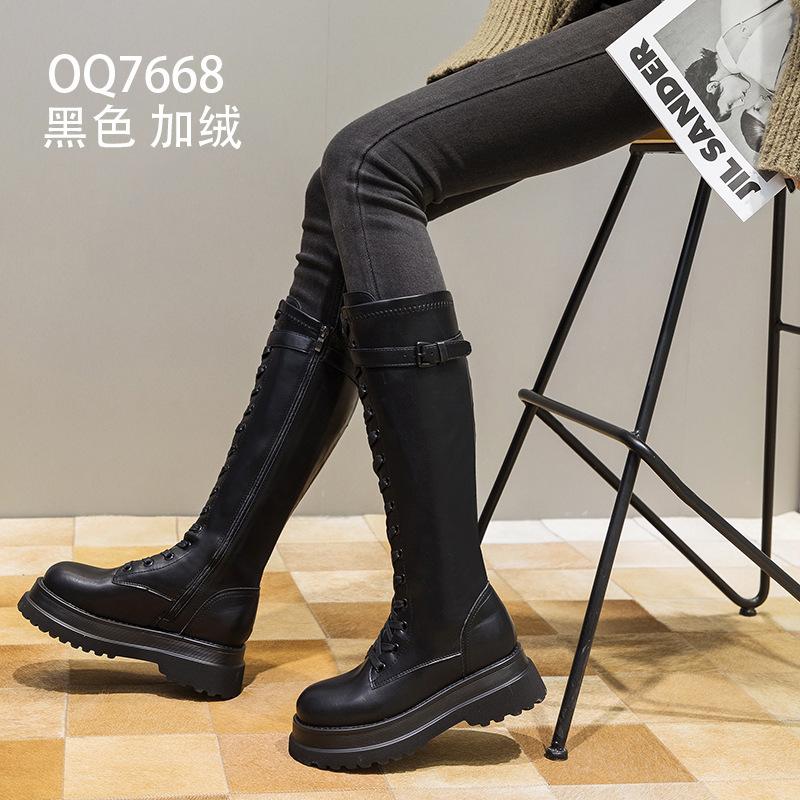 Women's Platform Boots Fashion Velvet Women's Knee-high Knight Boots Thick-soled Heightening Plush Women Ankle Boots Botas Mujer