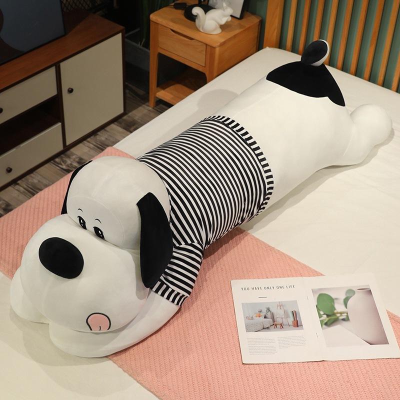 

Large soft striped dog throw pillow plush toy doll big dog doll girl soothing doll 90cm（1.1kg） чёрный