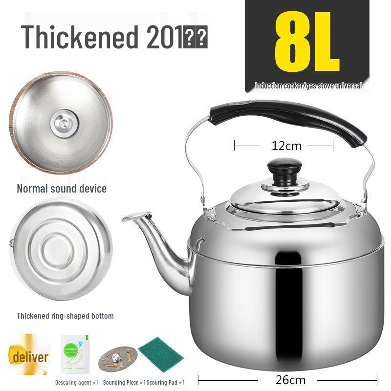 Stainless Steel Large-Capacity Whistling Kettle for Gas Stove - Electric Teapot & Water Boiler for Home