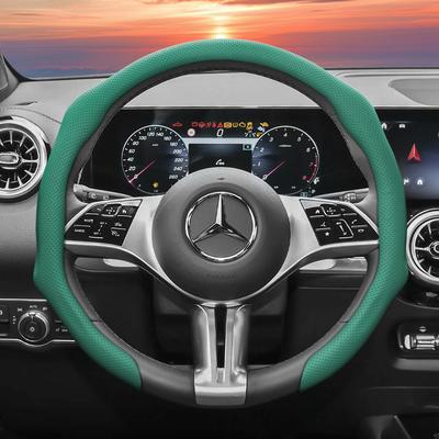 Suitable for Mercedes-Benz Perforated Leather Steering Wheel Cover, Non-Slip, Sweat-Absorbent, Breathable, Integrated Protective Case V