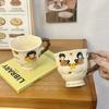 Cartoon Boy and Girl Couple Ceramic Mug Souvenir High Footed Cup To Give Birthday Gift To Friends Best Friend Sisters