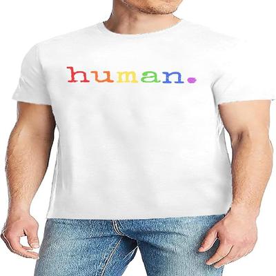 Pride Shirts Men_ Human LGBTQ T Shirt Gay Pride Month Shirt Rainbow Graphic Tee LGBT Equality Blouse Tops