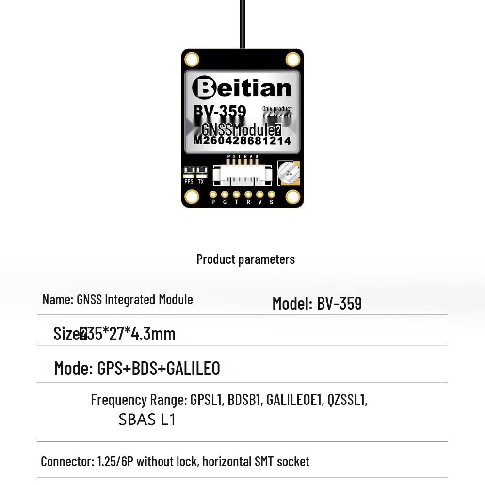 North Sky GPS Module with Integrated BeiDou-3 TTL and Microstrip Antenna BQ-126 280 357