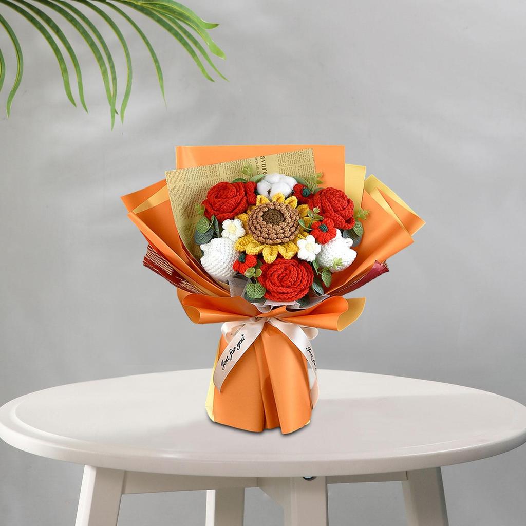 Artificial Sunflower Decorating Party Fake Flowers Crochet Flower Bouquet