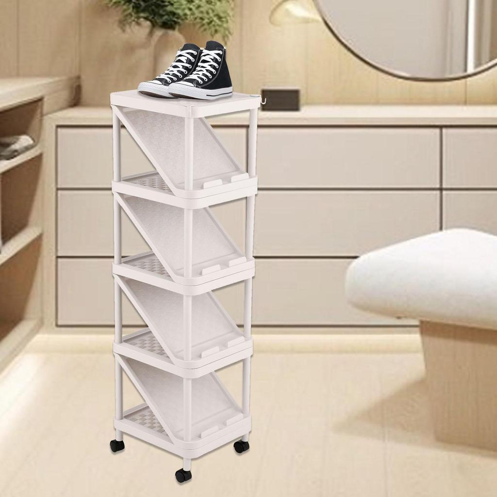Shoe Cabinet 9 Layers Saving Space Hanger for Front Door Corner Hallway White