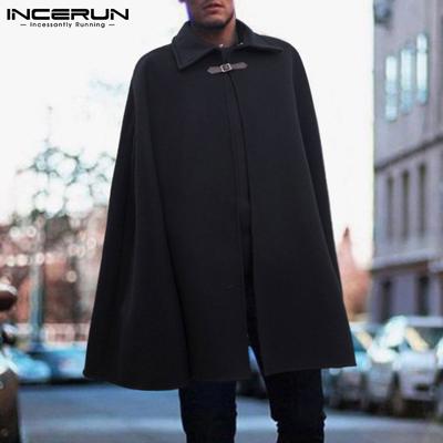 Men's Fashion Sleeveless Cape Cloak Cosplay Tops Cardigan Coats Male Solid Colors Manteau