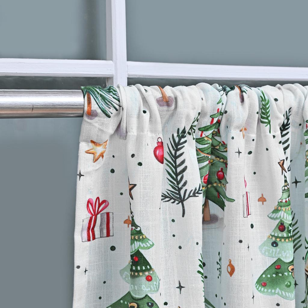 Christmas Forest Piercing Rod Short Curtain Curtain European And American Kitchen Blackout Partition Curtain Small Curtain