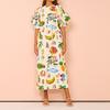Women's Clothing, New Spring Models In Europe and America, Fashionable Casual Printing Bubble Sleeve Lace-up Dress