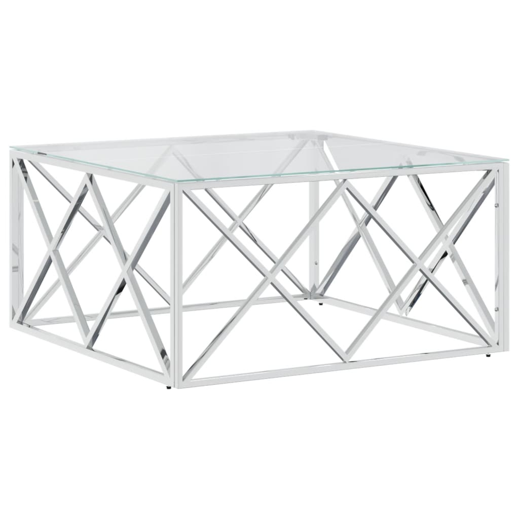 Coffee Table 80 X 80 X 40 Cm Stainless Steel and Glass