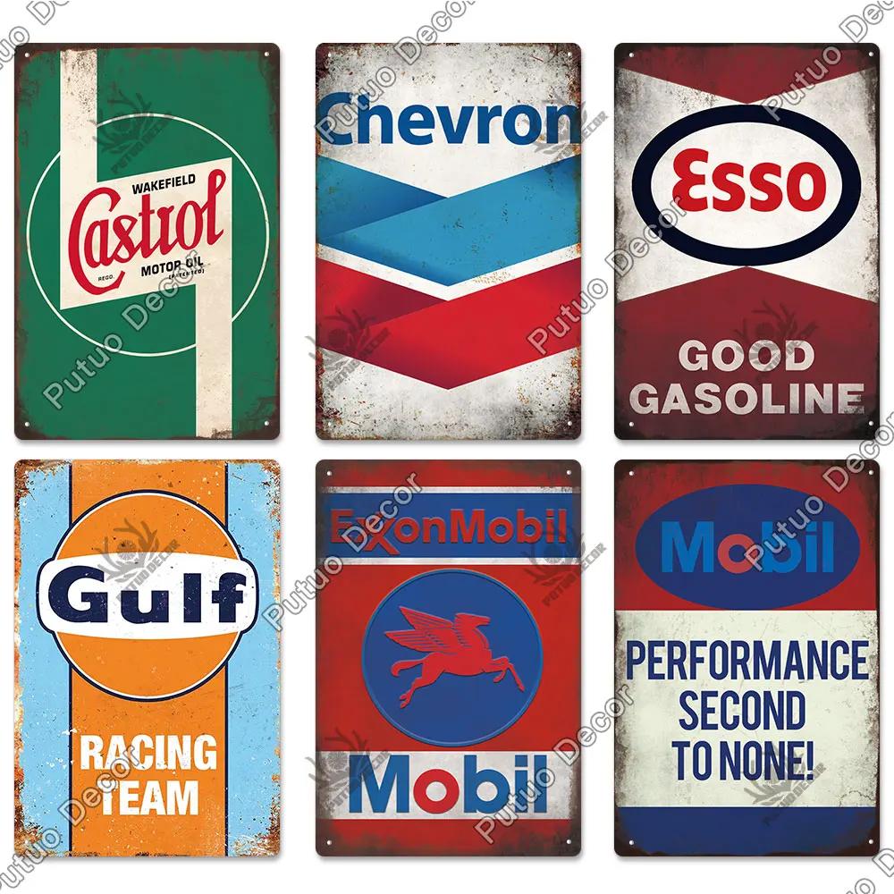 Putuo Decor Gas Oil Garage Vintage Metal Signs Tin Sign Retro Garage Decor Bar Pub Garage Gas Station Decorative Iron Plates