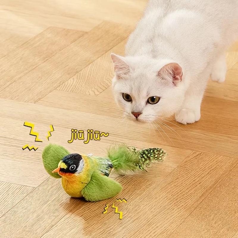 Interactive Cat Toy with Intelligent Sound Sensing Realistic Bird Calls and Built-in Catnip for Enhanced Playtime for Cats Toy