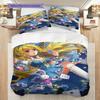 Whimsical Rabbit Timekeeper Three-piece Set (1 * Duvet Cover + 2 * Pillowcase, Without Core) 2D Flat Duvet Cover and Pillowcase Soft and Comfortable