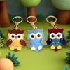 Keychain Pendant Cartoon Owl Charm Card Holder Faux Leather Access Card Case Decorative Keychain