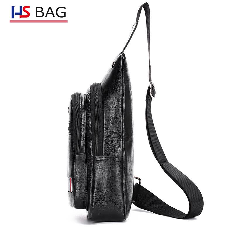 Men's New Style PU Leather Chest Bag – Soft Material, Single Shoulder Business Pack for Outdoor Travel & Hiking