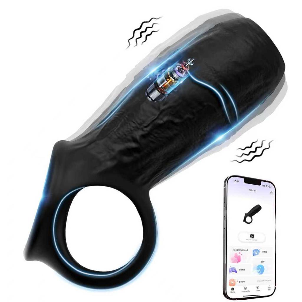 App Control Vibrating Penis Sleeve Cock Ring Penis Extender for G Spot Clitoris Vibrator Stimulation Adult Sex Toy for Men Delay Ejaculation Wearable