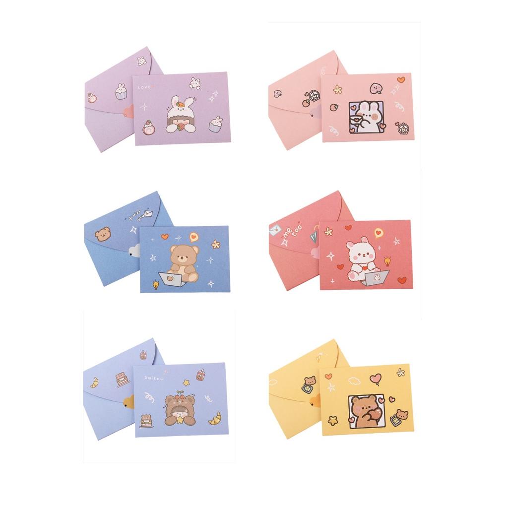 Cartoon Blank Greeting Cards Envelopes Style DIY Greeting Cards Foldable Cardstock For Invitations Wedding Graduation Message
