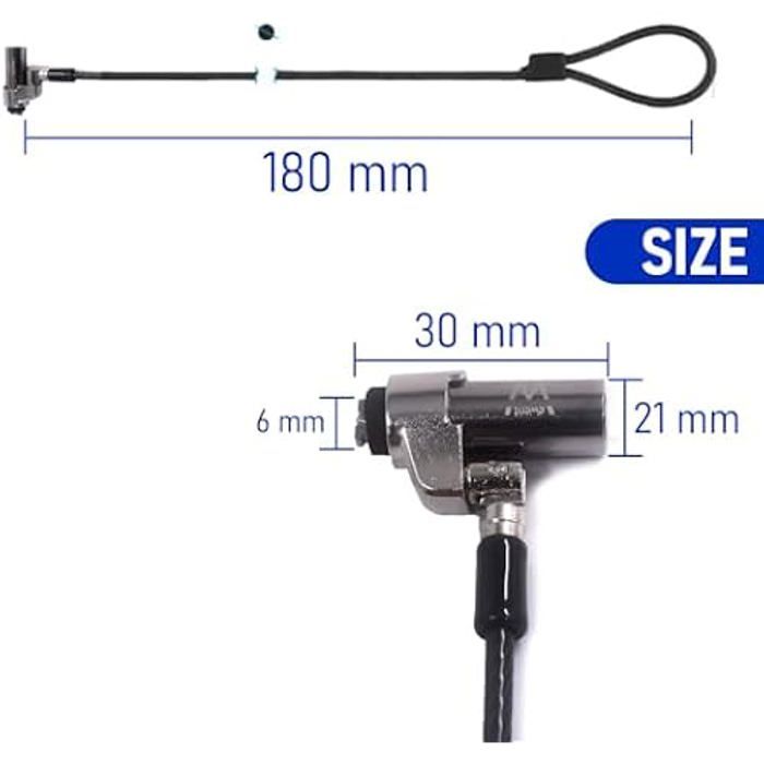 Câble antivol - EWENT - EW1239 - 1,8 m - Acier au carbone - Compatible Kensington Nano