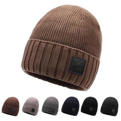Ski Hat Winter Cold-Proof Warm Knitted Wool Hat Men Velvet Ear Protection Wind-Proof Hat