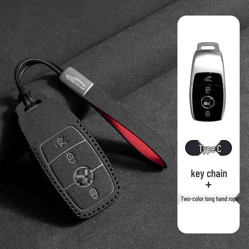 Mercedes-Benz E300L Key Cover: Suede Grade with Buckle for Men's C260LC200L GLC/GLB220