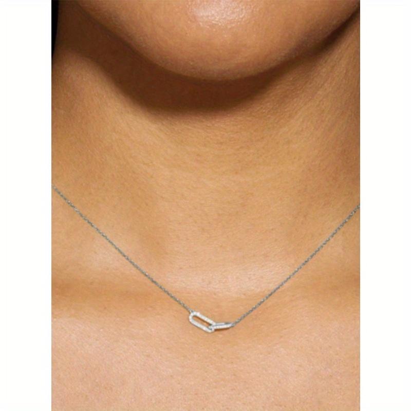 

1Pc 925 Silver Necklace Interlocking Charm Silver Necklace for Women Unique Decoration one-size серебряный