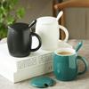Keramiktasse mit Deckel Löffel Große Tasse Becher Wasserbecher
